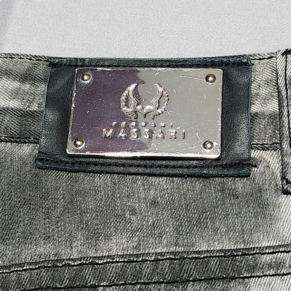 Ferrari Massari Mens Grey Distressed Biker Moto Jeans Ripped Denim Size 34x32 - Picture 6 of 12